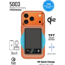 Intouch Magsafe Qı2 Pd Quick Ultra Slim Powerbank 5000MAH Tft Smart Ekran Premium Hızlı Taşınabilir Batarya