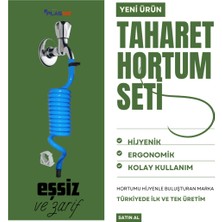 Özbience Mavi Spiral Taharet Matik Hortum, Kelepçeli ve Duvara Sabitli, 120 cm