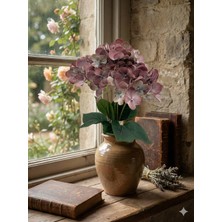 Siyah Lale Ortanca Hydrangea Kirli Mor, Eskitme Lila, Dusty Purple Renk Yapay Çiçek 1 Demet 47 cm