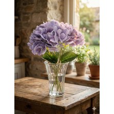 Siyah Lale Ortanca Hydrangea Mor Renk Yapay Çiçek 1 Demet 47 cm
