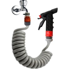 Özbience 3.5m Spiral Sulama ve Yıkama Hortumu Seti, Tetikli Kelepçe ile