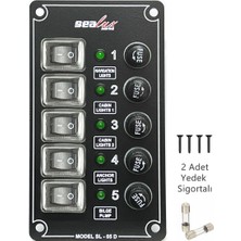 Özbience Dikey Model Tekne Switch Paneli, 5 Anahtar, 80X145MM, Güç Kontrol Paneli