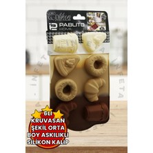 PremiumPort 6'lı Kruvasan ve Pasta Şekilli Orta Boy Fırınlanabilir Silikon Kek Kalıbı