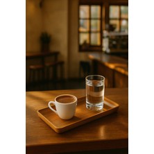 PremiumPort Şık Ahşap Görünümde Küçük Dikdörtgen Servis Tepsi 10,5X24,5X2,5 cm