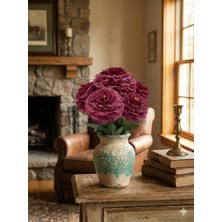 Siyah Lale Şakayık Peony Fuşya Yapay Çiçek 42CM 1 Demet