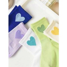 Çorap Kurdu 5'li Ekonomik Paket Kalp Desenli Kadın Tenis Çorap Set