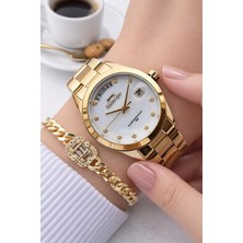 Slazenger Özel Sedef Kadran 2 Yıl Garantili 5 Atm Suya Dayanıklı Kadın Kol Saati+Bileklik LSL2608.M1