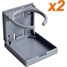 Özbience Katlanabilir Tekne Bardaklık Seti, Pratik ve Şık Tasarım, 2'li Gri Set