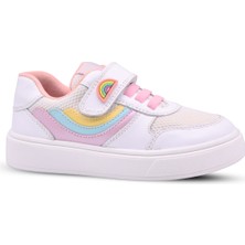 Kids A More Rainbow Kız Çocuk Simli Air File Detaylı Hakiki Deri Beyaz Günlük Ayakkabı