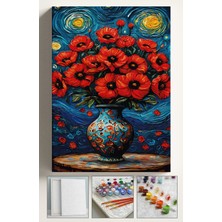 Corvo Sayılarla Boyama Seti Numaralı Tuval Fırça Boya 40X50 cm - Yıldızlı Gece Gelincik