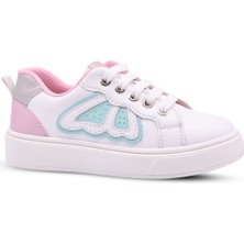 Kids A More Maria Kız Çocuk Kelebek Figürü Detaylı Tek Cırtlı Hakiki Deri Beyaz Günlük Ayakkabı