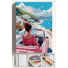 Corvo Sayılarla Boyama Seti Numaralı Tuval Fırça Boya 40X50 cm - Pembe Kadın