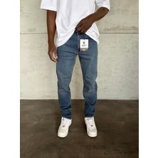 KağanKY Lacivert Taşlamalı Likralı Regular Fit Jean