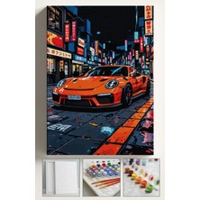 Corvo Sayılarla Boyama Seti Numaralı Tuval Fırça Boya 40X50 cm - Japon Araba