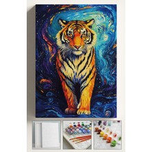 Corvo Sayılarla Boyama Seti Numaralı Tuval Fırça Boya 40X50 cm - Yıldızlı Gece Kaplan