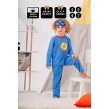 Buude Heros Çanta ve Maskeli Erkek Çocuk Pijama Takımı Koyu Mavi 4-7 Yaş