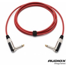 AUDIOX Omega Series | 6.3 mm L Tipi Jak → 6.3 mm L Tipi Jak Kablo (90° Açılı) | Enstrüman / Gitar / Pedal Bağlantı Ses Kablosu