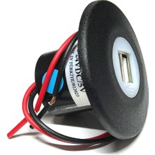 Özbience Çiftli USB Paneli 2.1A 12-24V Dönüştürücü Mavi Işıkli