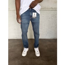 KağanKY Lacivert Yıkamalı Regular Fit Jean
