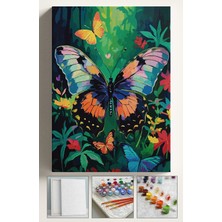 Corvo Sayılarla Boyama Seti Numaralı Tuval Fırça Boya 40X50 cm - Orman Kelebek