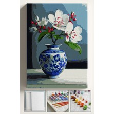 Corvo Sayılarla Boyama Seti Numaralı Tuval Fırça Boya 40X50 cm - Kiraz Vazo 2