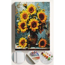 Corvo Sayılarla Boyama Seti Numaralı Tuval Fırça Boya 40X50 cm - Ayçiçek