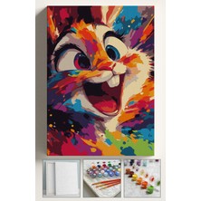 Corvo Sayılarla Boyama Seti Numaralı Tuval Fırça Boya 40X50 cm - Renkli Tavşan