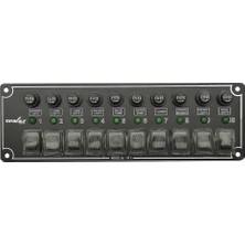 Özbience 10 Anahtarlı Izoleli Yatay Switch Paneli, Tekne ve Karavan Sigorta Paneli