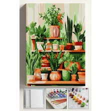 Corvo Sayılarla Boyama Seti Numaralı Tuval Fırça Boya 40X50 cm - Kaktüs Çiçekler