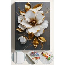 Corvo Sayılarla Boyama Seti Numaralı Tuval Fırça Boya 40X50 cm - Altın Çiçek