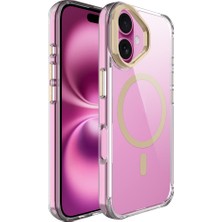 Akare iPhone 17 Kılıf M-Safe Şarj Özellikli Airbagli Kamera Standlı Zore Azor Kapak - Gold