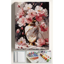 Corvo Sayılarla Boyama Seti Numaralı Tuval Fırça Boya 40X50 cm - Pembe Vazo