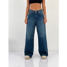 Miss Poem Kadın Yüksek Bel Geniş Paça Jean Pantolon