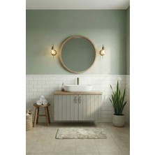 Banyo Dolabı-Asma 2 Kapaklı-Lavabosuz-Ahşap-Mat Vizon-Mdf 80 Cm-Aynalı