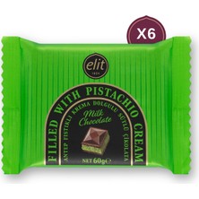 Elit Çikolata Antep Fıstıklı Krema Dolgulu Sütlü Çikolata 60G 6'lı Set Glutensiz