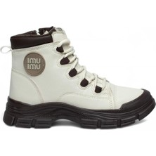 Kindep (Conpax) Fermuarlı&bağcıklı Termo Kaymaz Taban Günlük Kadın Bot Bej Siyah