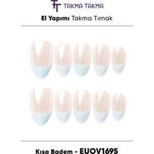 Takma Takma EUOV1695 Kısa Badem 10'lu Tekrar Kullanılabilir El Yapımı Protez Takma Tırnak Ten Rengi-Xs