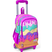 Hepta Collection High Işıklı Tekerlekli Dondurma Çekçek Okul ve Seyahat Çantası Kız Çocuk Rengarenk