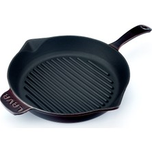 Hepta Collection Premium Serisi - Döküm Izgara Tavası, Yuvarlak, 28 Cm, Yekpare Saplı, Emaye, Majolik Mor