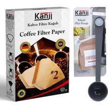 Hepta Collection Kanji Kahve Filtre Kağıdı No:2 (1x2) 80'li + Klipsli Çay Kahve Ölçü Kaşığı | Gri Demleme Seti | Ağar