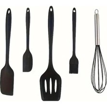Hepta Collection Safestore Isıya Dayanıklı Yanmaz Yapışmaz Silikon Spatula Seti 5 Parça Siyah