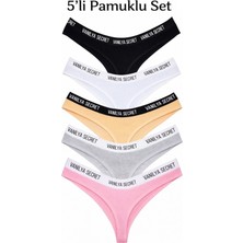 Vanilya Secret Kadın Pamuklu Tanga 5'li Bant Lastikli Set Ten Beyaz Siyah Renk Seçenekleriyle