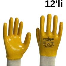 Activehand ACTİVEHAND AC-02 PLUS Tam Kaplı Sarı Nitril Profesyonel İş Eldiveni 12'li