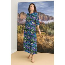 Red Womans %100 Viskon Çiçek Desenli Truvakar Kollu Saten Elbise