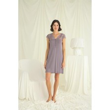 Red Womans Kolu Omzu ve Yakası Dantelli Önü Düğmeli Gecelik