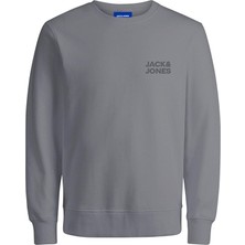 Jack & Jones Jorlogo Sweat Erkek Gri Düz Desenli Rahat Kalıp Sweatshirt Ss25