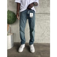 KağanKY Mavi Yıkamalı Likralı Regular Fit Jean