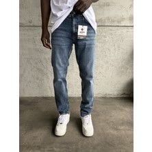 KağanKY Mavi Taşlamalı Likralı Regular Fit Jean