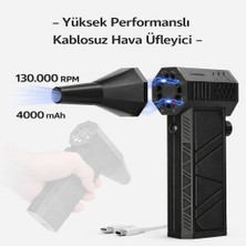 Qasul Mini Turbo Jet Fan Turbo Şiddetli Fan 130000RPM Yüksek Hızlı Güçlü Jet Fan Üfleyici 2 Adet Başlık