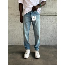 KağanKY Mavi Yıkamalı Likralı Regular Fit Jean
